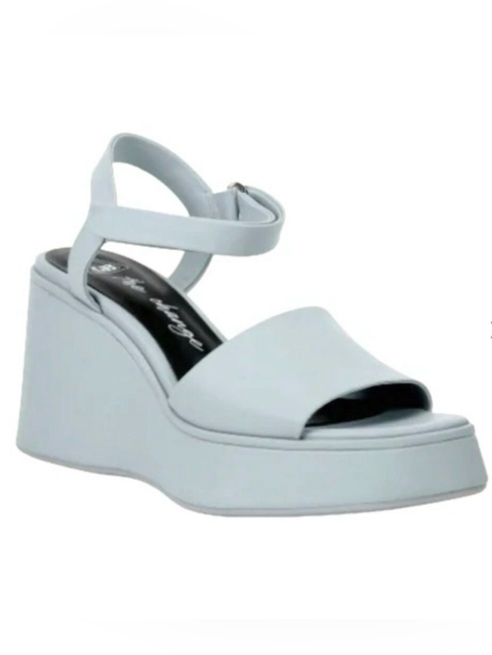 GIANNI BINI GB The Change Platform Wedge Sandal Streamline Leather Lt Blue 6